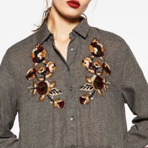 Zara Embroidered Shirt Dress